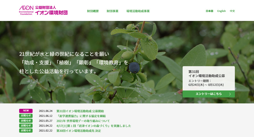 31st aeon environmental grant